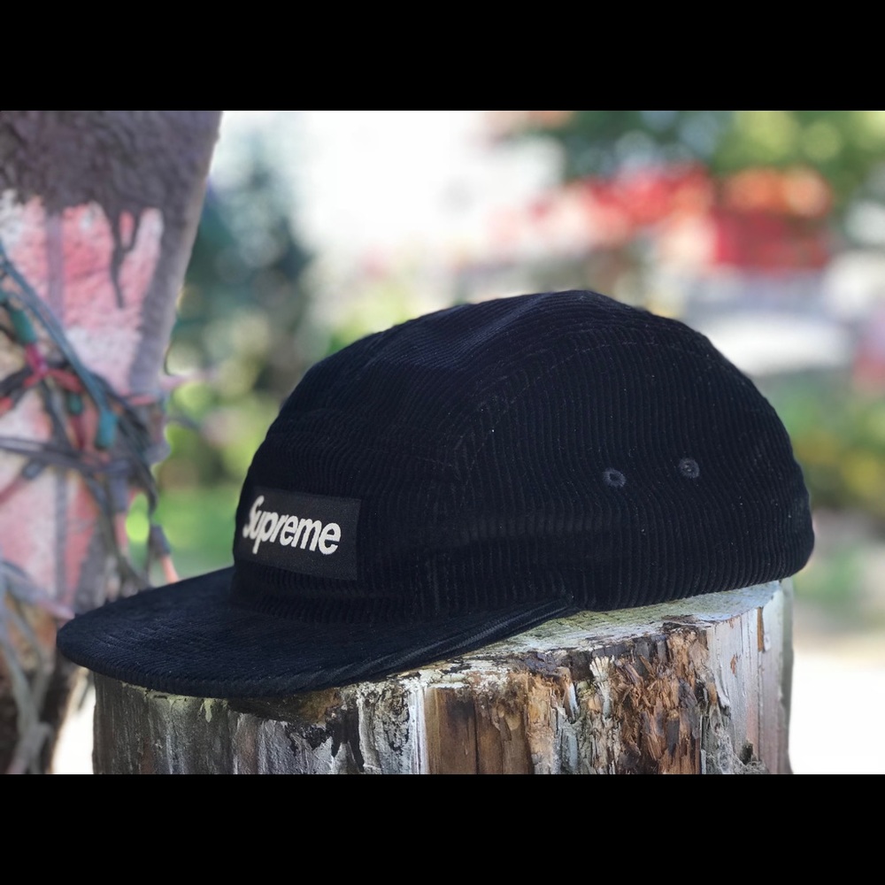 Supreme Corduroy Camp Cap (SS18) Black - Picture 5 of 8
